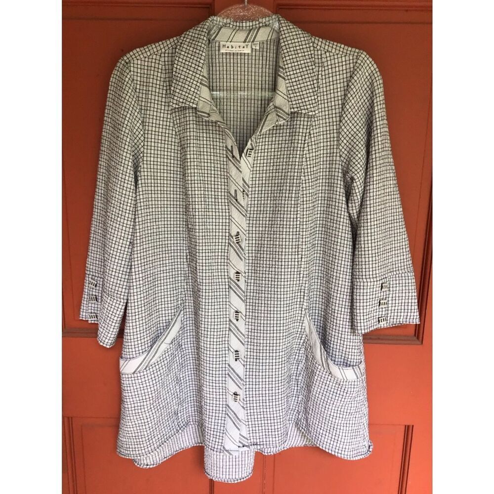 Habitat Lagenlook Black & White Checked Button-Front Tunic Shirt